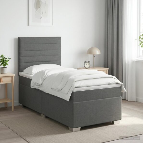 vidaXL Posteľ boxspring s matracom Tmavosivá 90 x 200 cm Látka – Obrázok 11