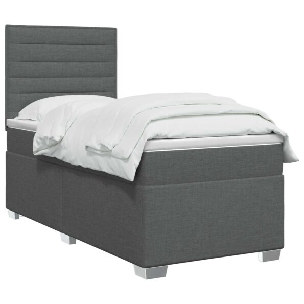 vidaXL Posteľ boxspring s matracom Tmavosivá 90 x 200 cm Látka – Obrázok 2