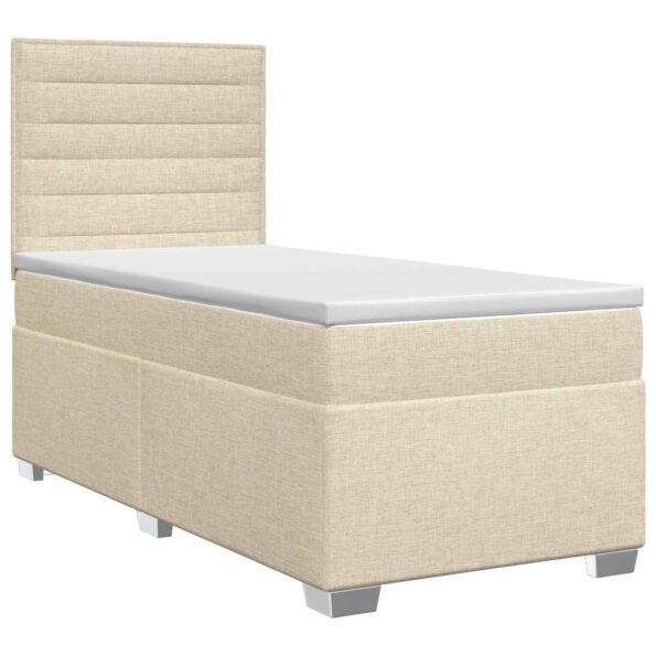 vidaXL Posteľ boxspring s matracom Krémová 90 x 200 cm Látka – Obrázok 2