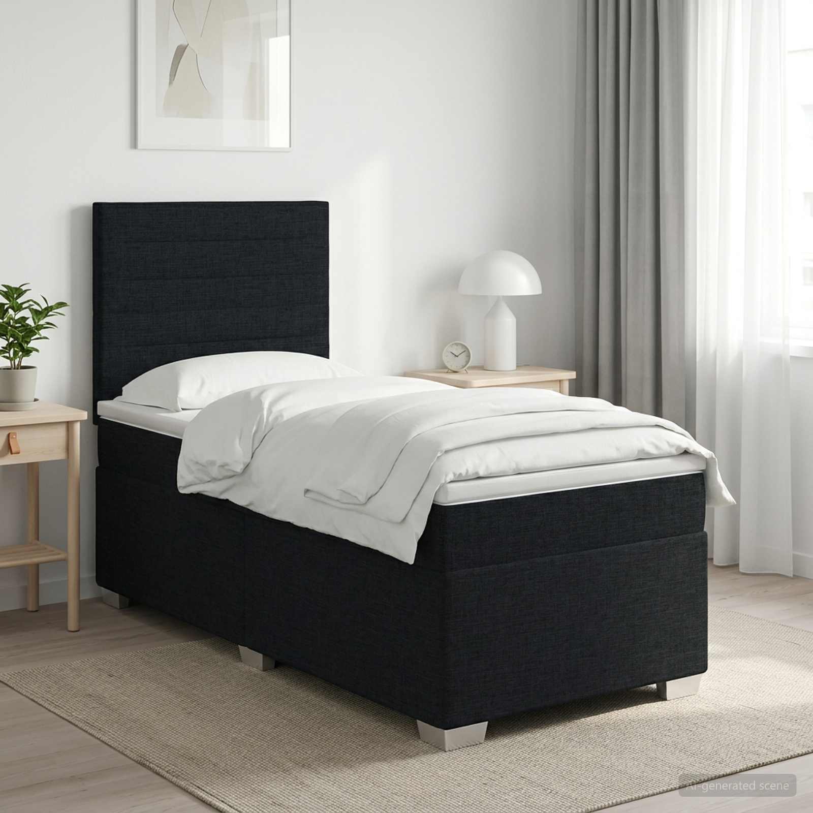 3453334_1.jpg vidaXL Posteľ boxspring s matracom Čierna 100 x 200 cm Látka – Obrázok 1