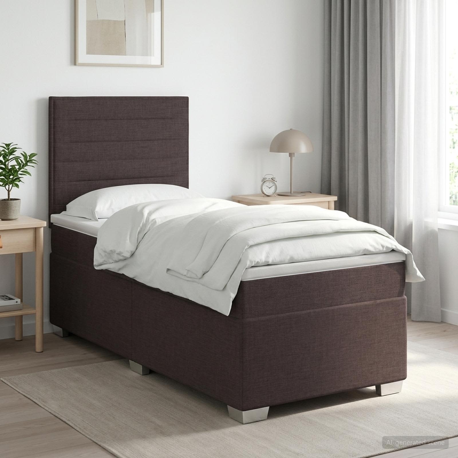 3453335_1.jpg vidaXL Posteľ boxspring s matracom Tmavohnedá 100 x 200 cm Látka – Obrázok 1