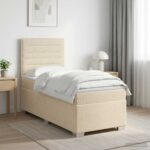 vidaXL Posteľ boxspring s matracom Krémová 100 x 200 cm Látka – Obrázok 11