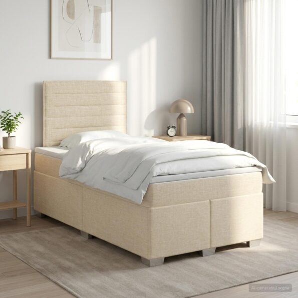 vidaXL Posteľ boxspring s matracom Krémová 120 x 190 cm Látka – Obrázok 11