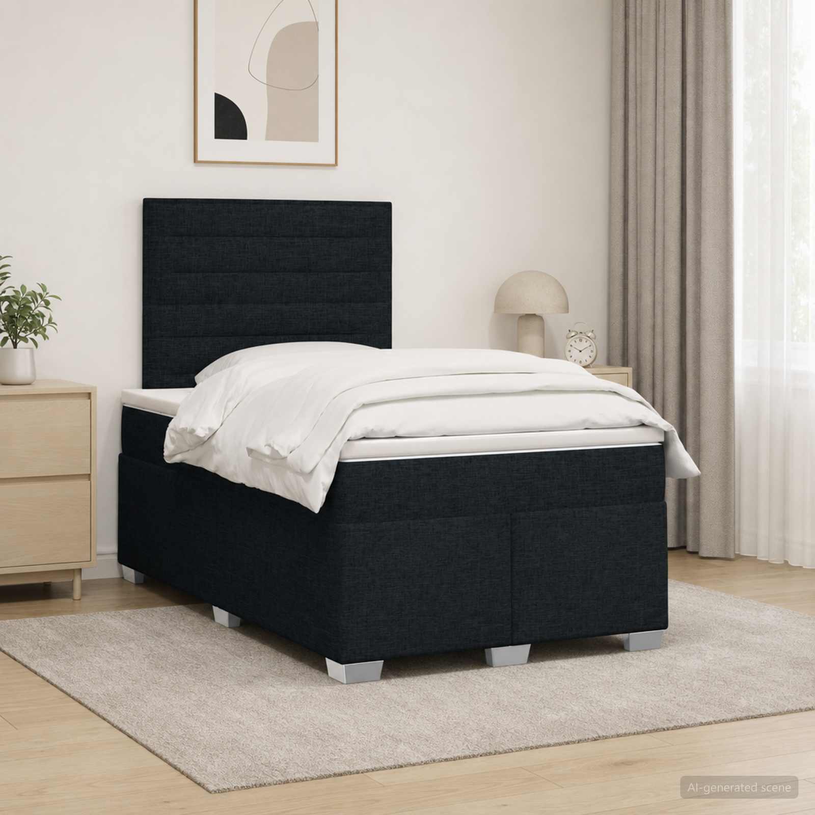 3453376_1.jpg vidaXL Posteľ boxspring s matracom Čierna 120 x 200 cm Látka – Obrázok 1