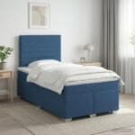 vidaXL Posteľ boxspring s matracom Modrá 120 x 200 cm Látka