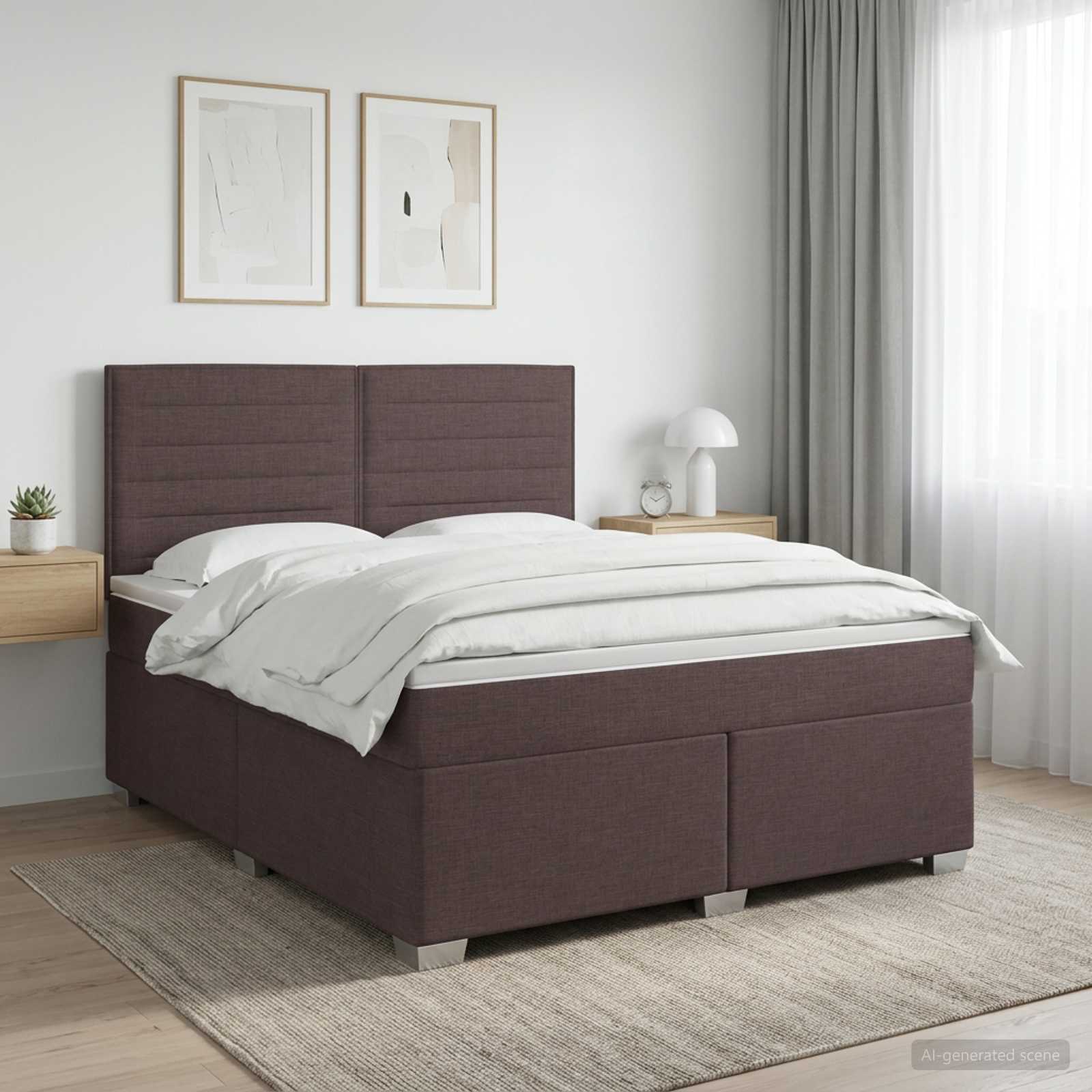 3453419_1.jpg vidaXL Posteľ boxspring s matracom Tmavohnedá 140 x 200 cm Látka – Obrázok 1