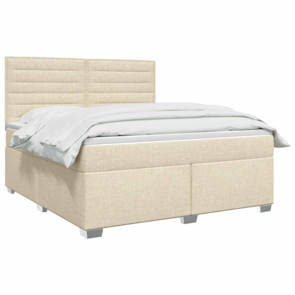 vidaXL Posteľ boxspring s matracom Krémová 140 x 200 cm Látka – Obrázok 2