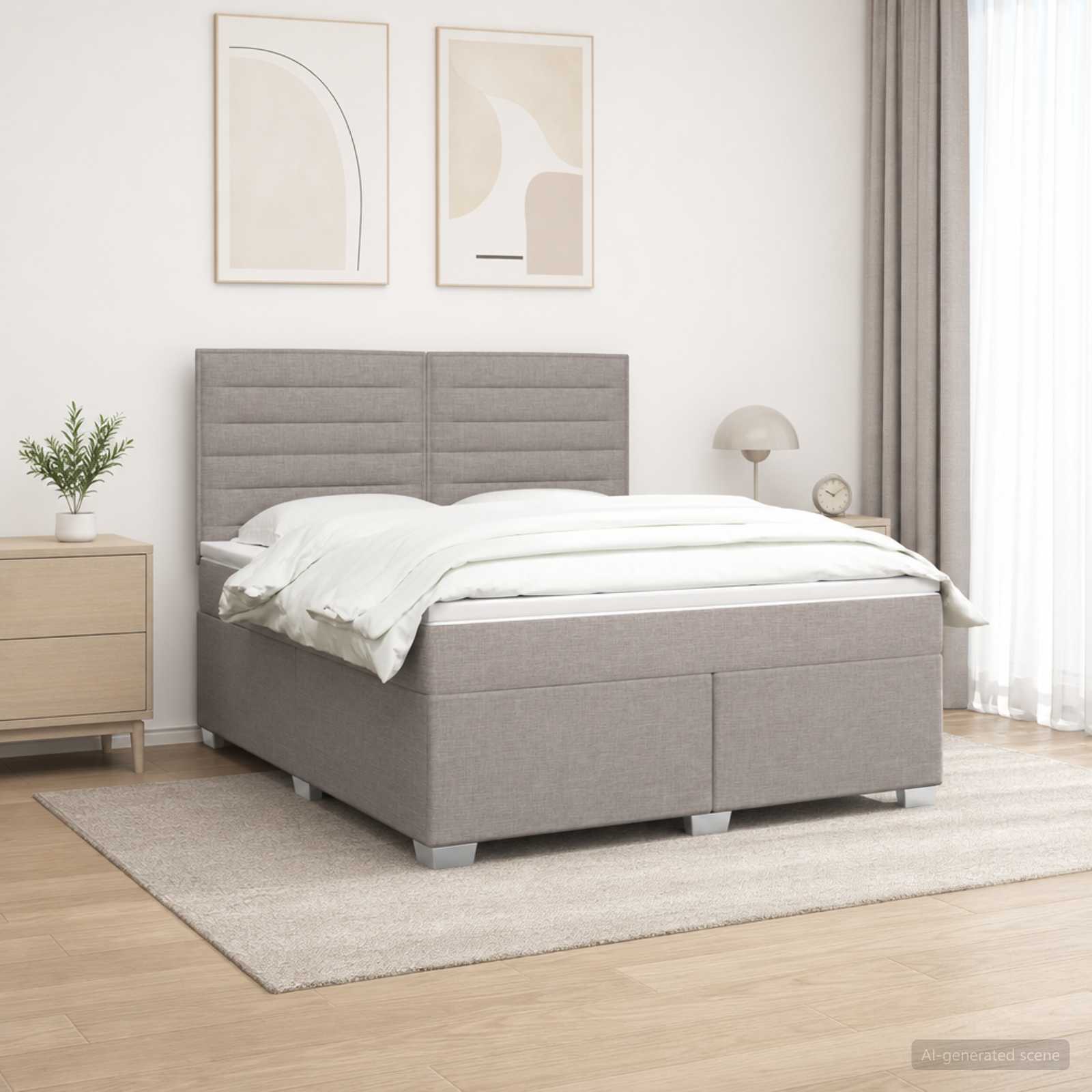 3453441_1.jpg vidaXL Posteľ boxspring s matracom Sivohnedá 160 x 200 cm Látka – Obrázok 1