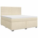 vidaXL Posteľ boxspring s matracom Krémová 160 x 200 cm Látka – Obrázok 2