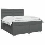 vidaXL Posteľ boxspring s matracom Tmavosivá 180 x 200 cm Látka – Obrázok 2