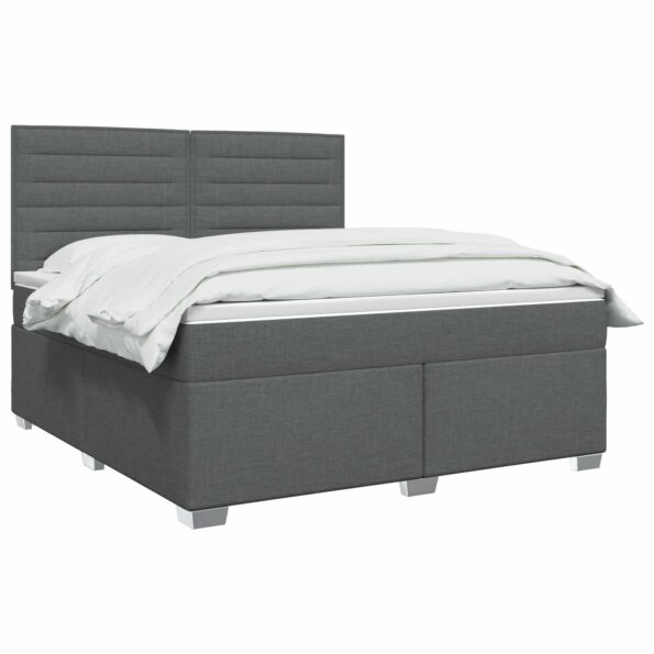 vidaXL Posteľ boxspring s matracom Tmavosivá 180 x 200 cm Látka – Obrázok 2