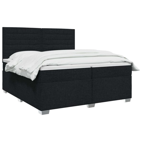 vidaXL Posteľ boxspring s matracom Čierna 200 x 200 cm Látka – Obrázok 2