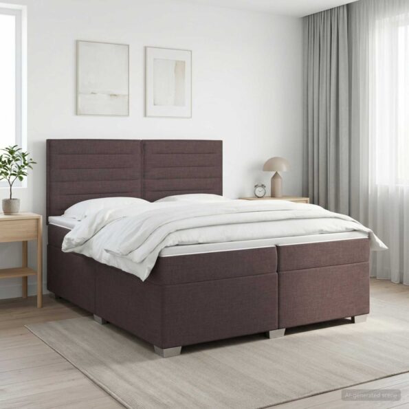 vidaXL Posteľ boxspring s matracom Tmavohnedá 200 x 200 cm Látka – Obrázok 11
