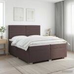 vidaXL Posteľ boxspring s matracom Tmavohnedá 200 x 200 cm Látka