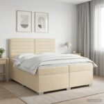 vidaXL Posteľ boxspring s matracom Krémová 200 x 200 cm Látka – Obrázok 11