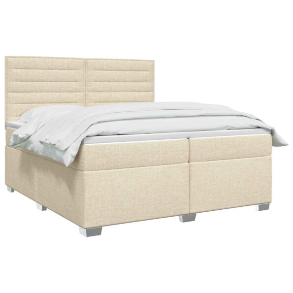 vidaXL Posteľ boxspring s matracom Krémová 200 x 200 cm Látka – Obrázok 2