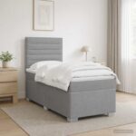 vidaXL Posteľ boxspring s matracom Svetlosivá Jednoduchý Látka