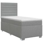 vidaXL Posteľ boxspring s matracom Svetlosivá Jednoduchý Látka – Obrázok 2