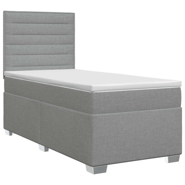 vidaXL Posteľ boxspring s matracom Svetlosivá Jednoduchý Látka – Obrázok 2
