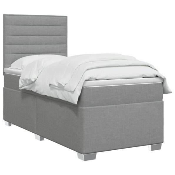 vidaXL Posteľ boxspring s matracom Svetlosivá Jednoduchý Látka – Obrázok 3