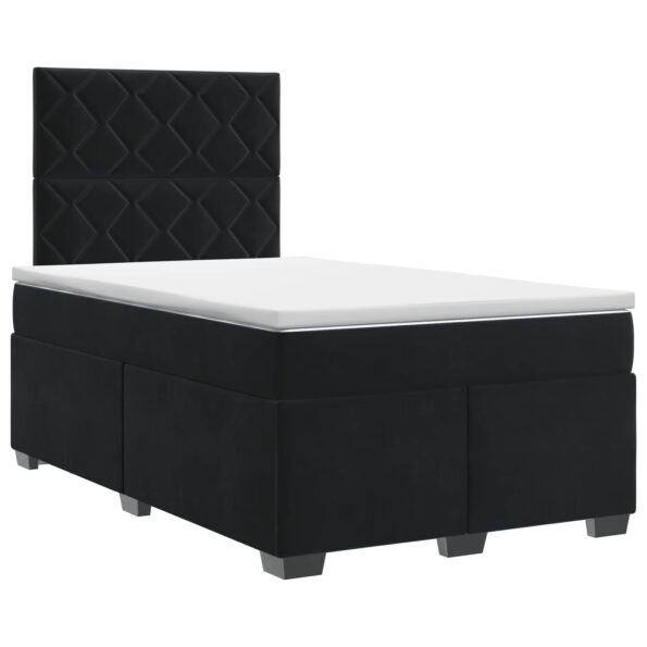 vidaXL Posteľ boxspring s matracom Čierna 120 x 200 cm Zamat – Obrázok 2