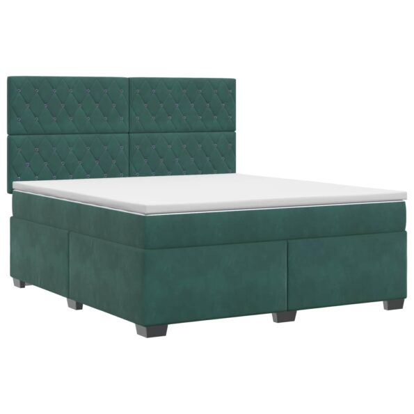 vidaXL Posteľ boxspring s matracom Tmavozelená 160 x 200 cm Zamat – Obrázok 2