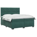 vidaXL Posteľ boxspring s matracom Tmavozelená 200 x 200 cm Zamat – Obrázok 3