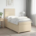 vidaXL Posteľ boxspring s matracom Krémová 80 x 200 cm Látka