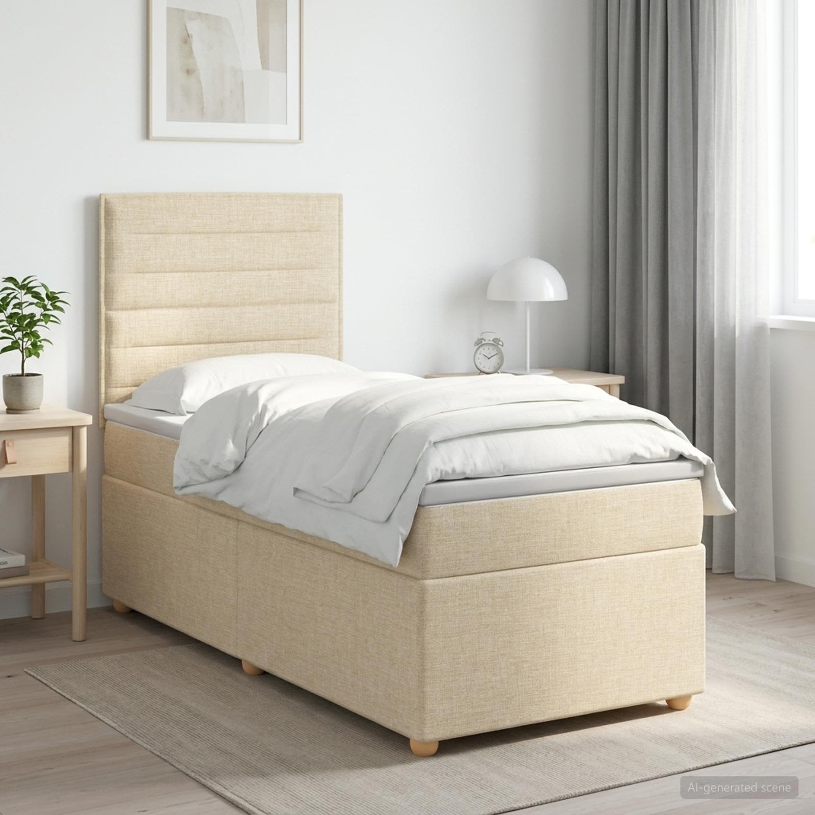 3453751_1.jpg vidaXL Posteľ boxspring s matracom Krémová 80 x 200 cm Látka – Obrázok 1