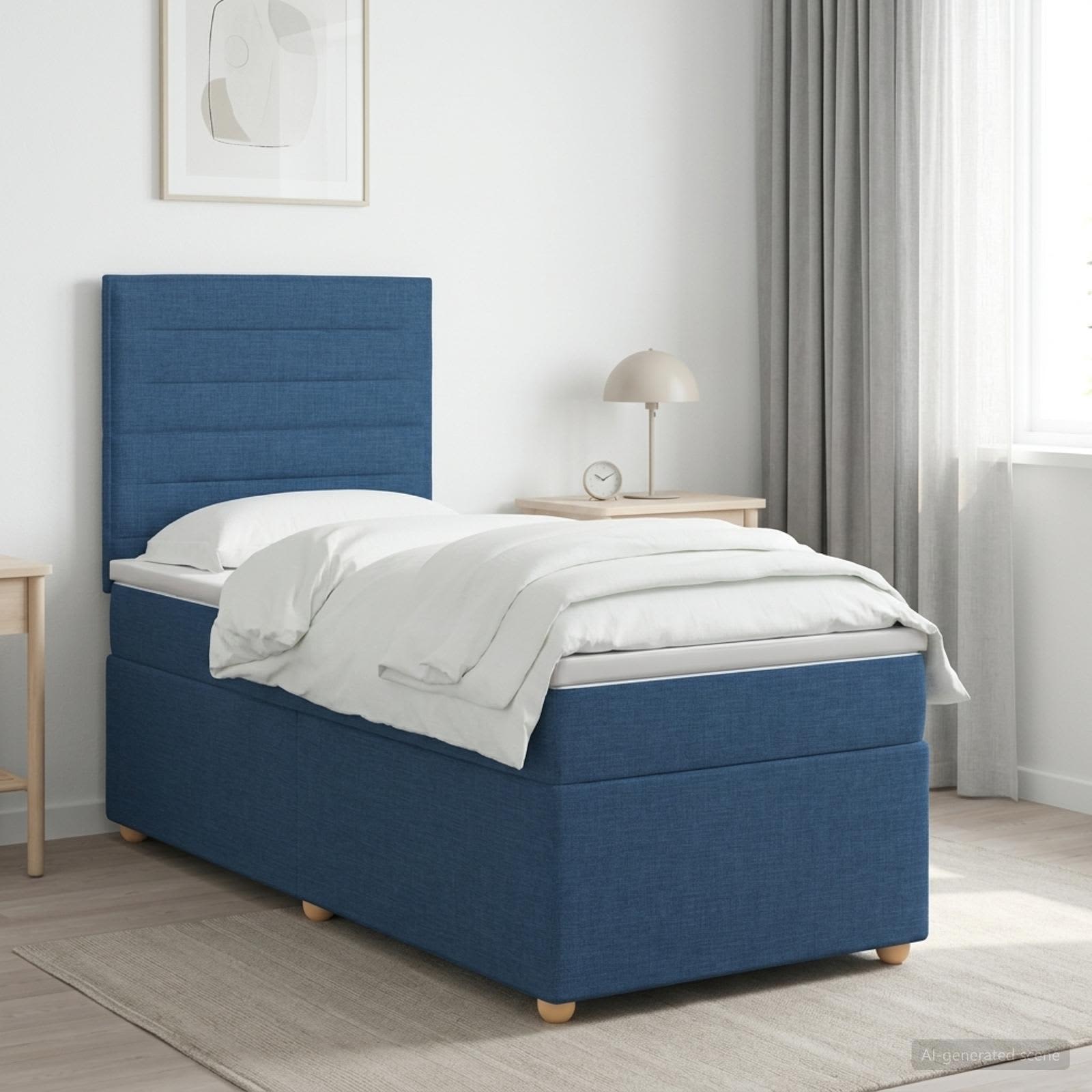 3453752_1.jpg vidaXL Posteľ boxspring s matracom Modrá 80 x 200 cm Látka – Obrázok 1