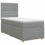 vidaXL Posteľ boxspring s matracom Svetlosivá 90 x 190 cm Látka – Obrázok 2