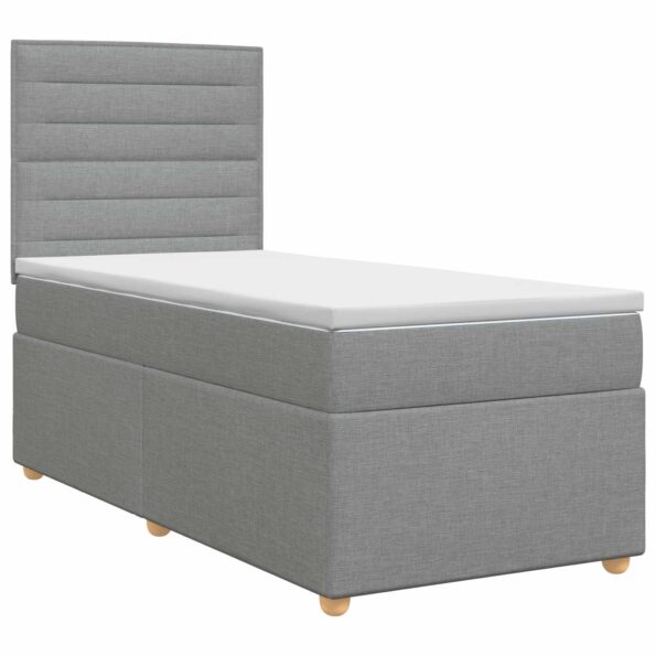 vidaXL Posteľ boxspring s matracom Svetlosivá 90 x 190 cm Látka – Obrázok 2