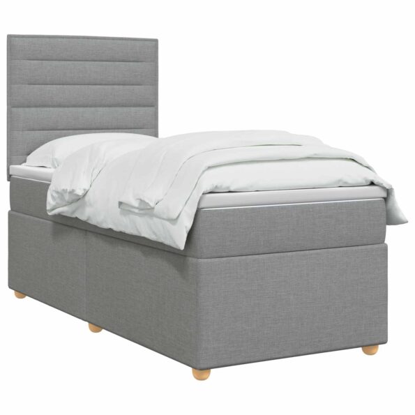 vidaXL Posteľ boxspring s matracom Svetlosivá 90 x 190 cm Látka – Obrázok 3