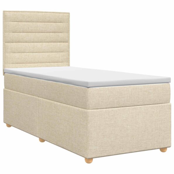vidaXL Posteľ boxspring s matracom Krémová 90 x 190 cm Látka – Obrázok 2