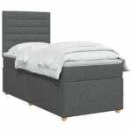 vidaXL Posteľ boxspring s matracom Tmavosivá 90 x 200 cm Látka – Obrázok 2