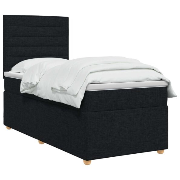 vidaXL Posteľ boxspring s matracom Čierna 100 x 200 cm Látka – Obrázok 2