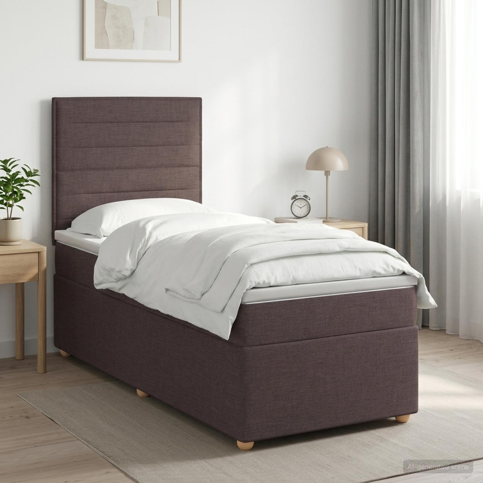 3453812_1.jpg vidaXL Posteľ boxspring s matracom Tmavohnedá 100 x 200 cm Látka – Obrázok 1