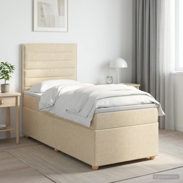 vidaXL Posteľ boxspring s matracom Krémová 100 x 200 cm Látka – Obrázok 11