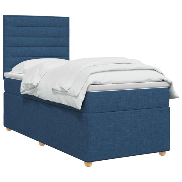 vidaXL Posteľ boxspring s matracom Modrá 100 x 200 cm Látka – Obrázok 3