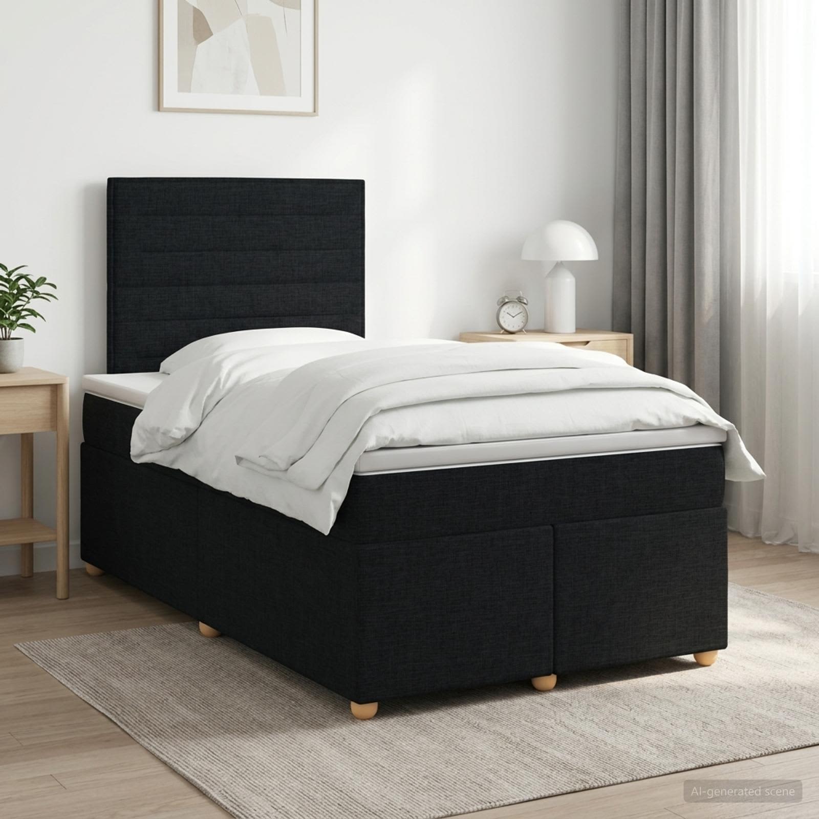 3453832_1.jpg vidaXL Posteľ boxspring s matracom Čierna 120 x 190 cm Látka – Obrázok 1