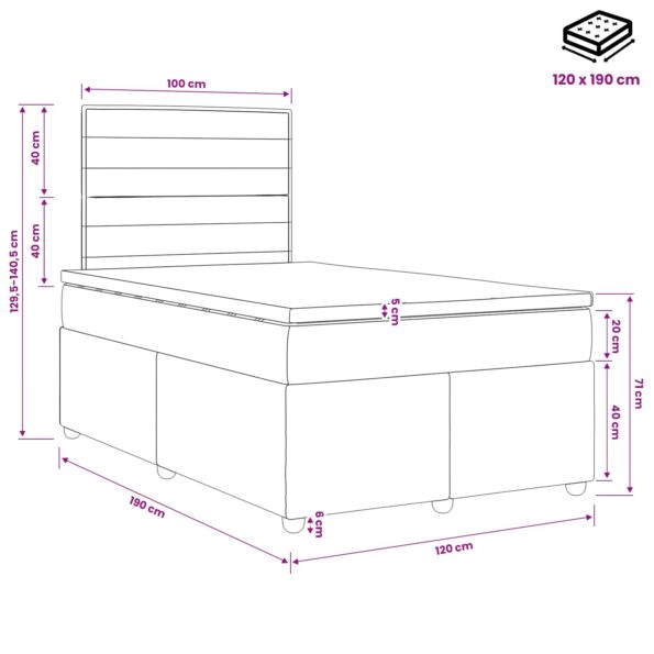 vidaXL Posteľ boxspring s matracom Sivohnedá 120 x 190 cm Látka – Obrázok 10