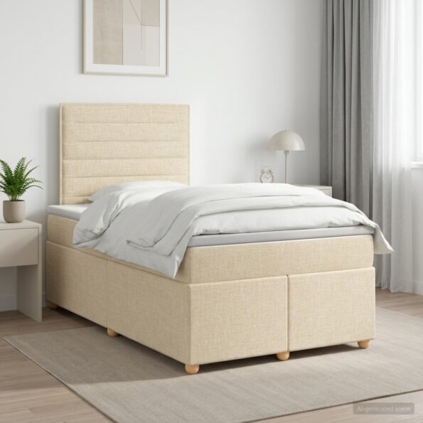 vidaXL Posteľ boxspring s matracom Krémová 120 x 190 cm Látka – Obrázok 11