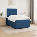 vidaXL Posteľ boxspring s matracom Modrá 120 x 190 cm Látka