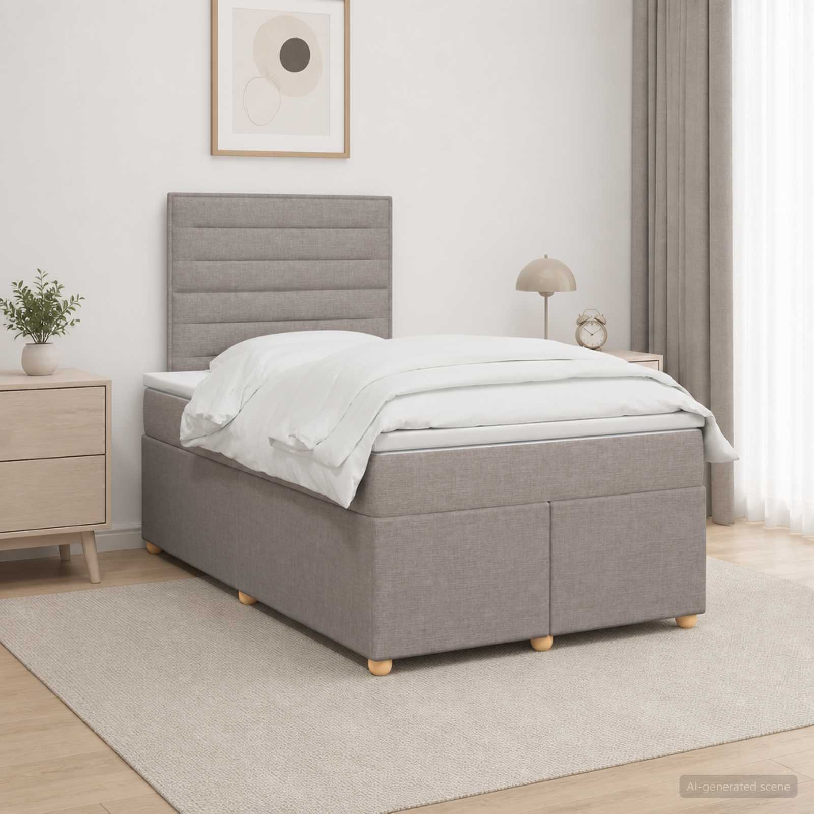 3453855_1.jpg vidaXL Posteľ boxspring s matracom Sivohnedá 120 x 200 cm Látka – Obrázok 1