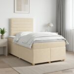 vidaXL Posteľ boxspring s matracom Krémová 120 x 200 cm Látka – Obrázok 11