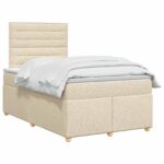 vidaXL Posteľ boxspring s matracom Krémová 120 x 200 cm Látka – Obrázok 2