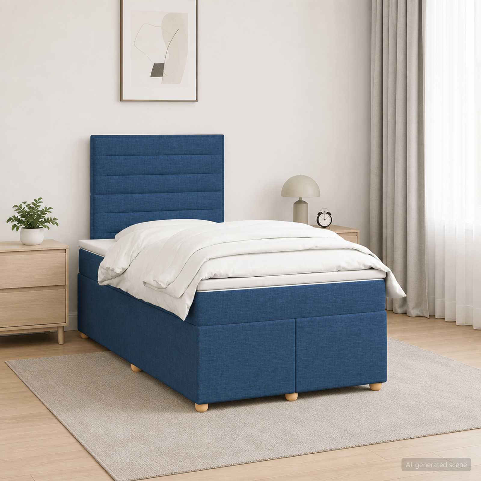 3453857_1.jpg vidaXL Posteľ boxspring s matracom Modrá 120 x 200 cm Látka – Obrázok 1