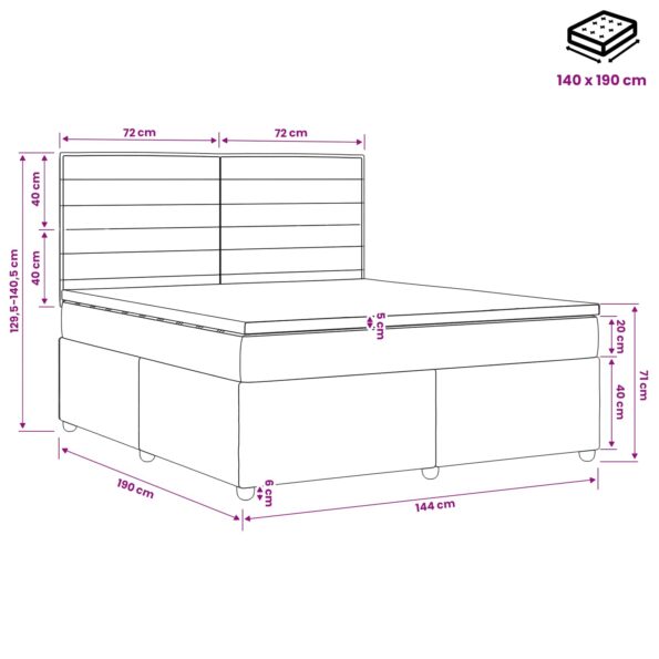 vidaXL Posteľ boxspring s matracom Tmavohnedá 140 x 190 cm Látka – Obrázok 11
