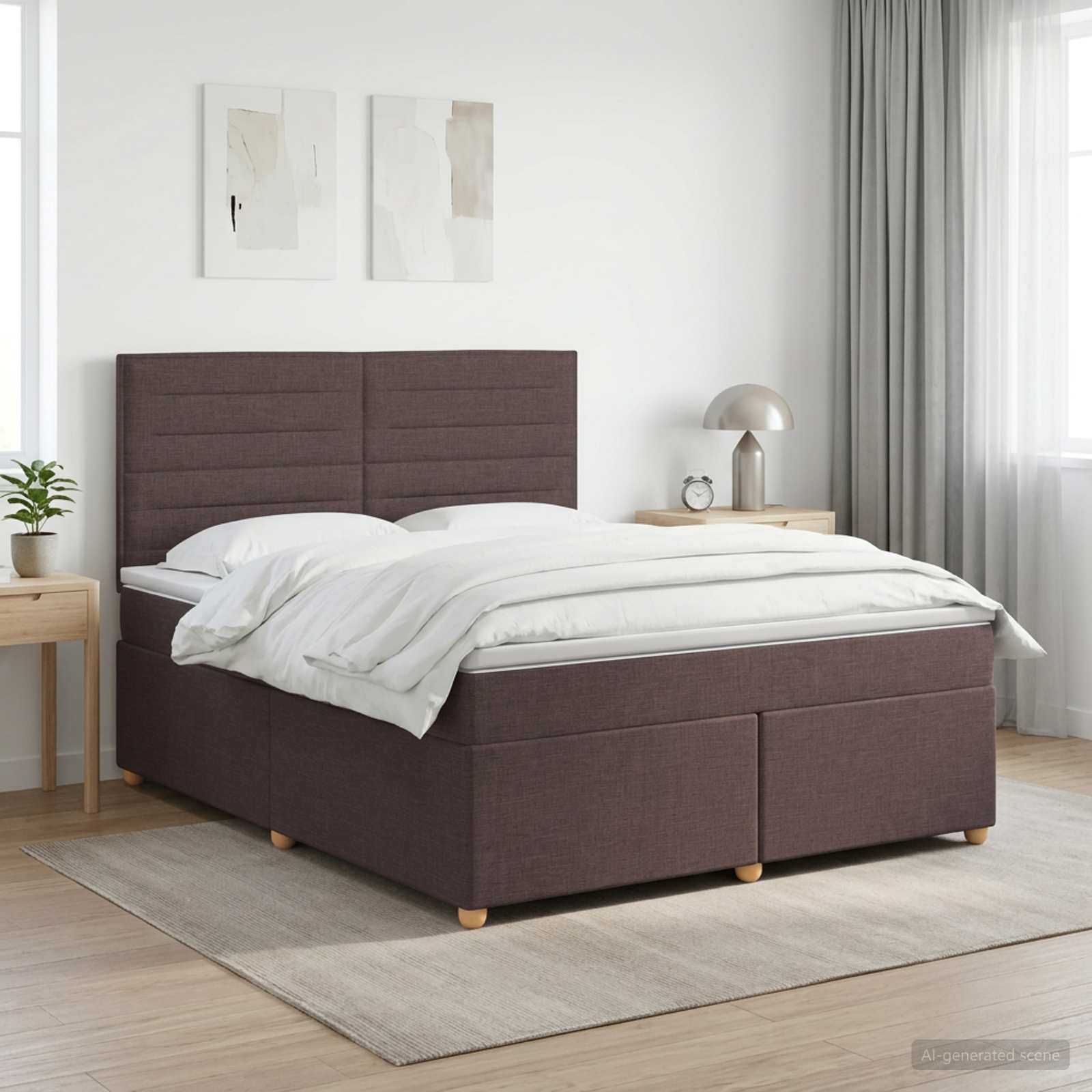 3453896_1.jpg vidaXL Posteľ boxspring s matracom Tmavohnedá 140 x 200 cm Látka – Obrázok 1