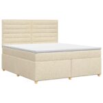 vidaXL Posteľ boxspring s matracom Krémová 160 x 200 cm Látka – Obrázok 2